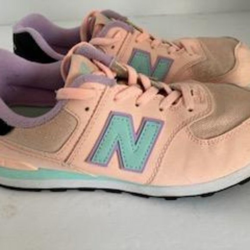 New Balance 574 Encap Running Shoes Size 3 Pink Green Purple